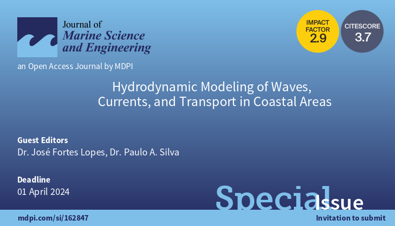 JMSE_MDPI's tweet image. #Callforpaper 👇👇👇

🌊Special Issue &quot;#HydrodynamicModeling of #Waves, #Currents, and #Transport in #CoastalAreas&quot;

👨‍🎓Guest Editor: Dr. José Fortes Lopes and Dr. Paulo A. Silva  @UnivAveiro

💻More at: mdpi.com/journal/jmse/s…

⏰Close date: 1 April 2024
