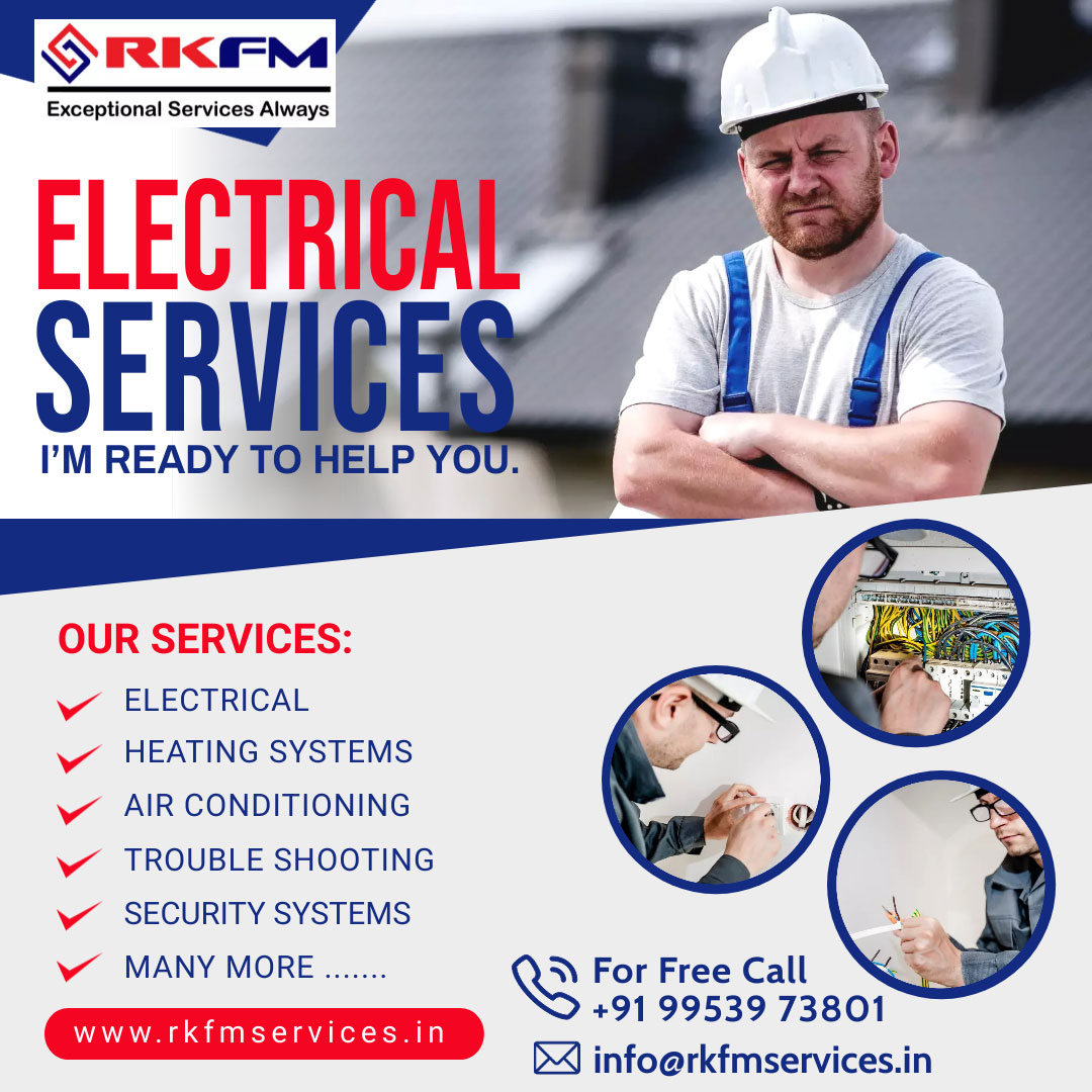 rkfmservices's tweet image. Spark up your space with our expert electrician services!🔌💡Fast, reliable, and affordable solutions for all your electrical needs.📞+91 99539 73801 📧 info@rkfmservices.in🌐 rkfmservices.in #ElectricianServices #ElectricalExperts #LightItUp #WiredForSuccess #SafetyFirst