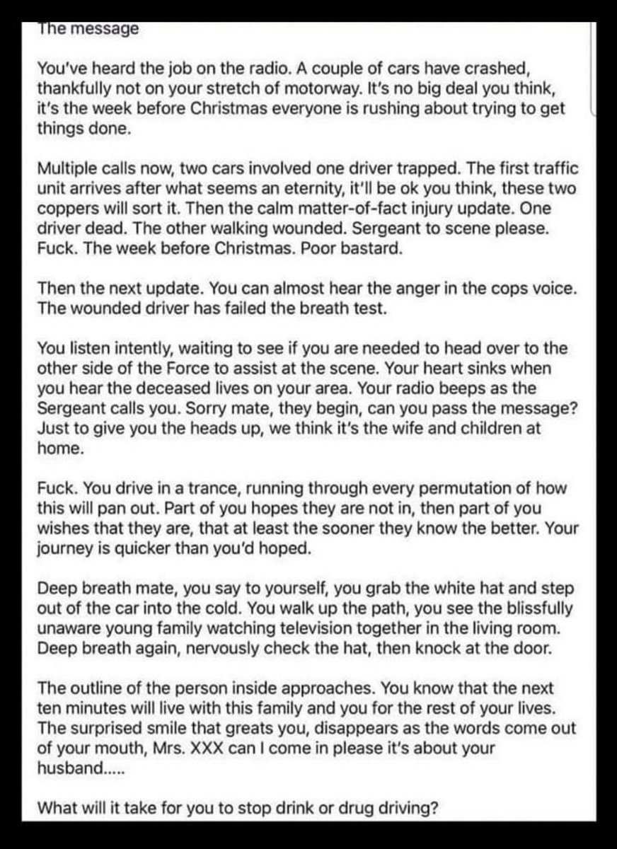 samsparkes999's tweet image. Tweeted this before. As the festive season approaches I make no apology for the language. Not written by me but sums it up perfectly. 

Been here FAR too many times  doing “The Knock That No One Wants”#FLO
#DontDrinkorDrugDrive 🚔
