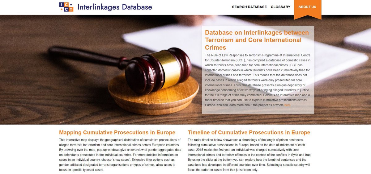 ⏰ The #Interlinkages Database is live! ICCT developed an interactive database containing cases from all European countries where alleged terrorists have been prosecuted cumulatively for terrorism and core international crimes. Access the database ➡️ buff.ly/47aa6Ez