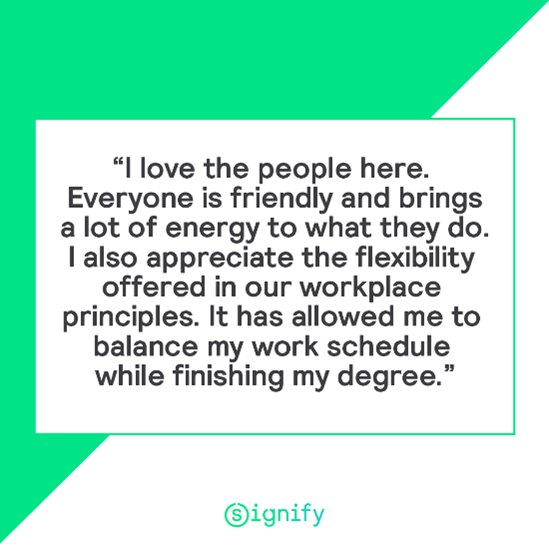 SignifyCompany's tweet photo. Cynthia Perez, Finished Goods Planner, valued #SignifyLife during her internship. As a full-time employee, she is able to maintain work-life balance while completing her degree.
Check out opportunities to join our team and #StartToShine 👉 https://t.co/tzskmTZW2M https://t.co/5xICrsrxBw