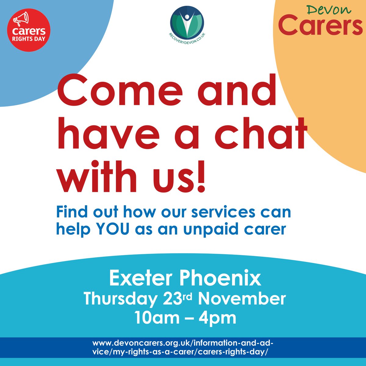 📅 Join us on Thursday 23rd November at Exeter Phoenix for the FREE Carers Rights Day Information Fair, hosted by @DevonCarers! 🤝 For more details, visit devoncarers.org.uk/information-an…