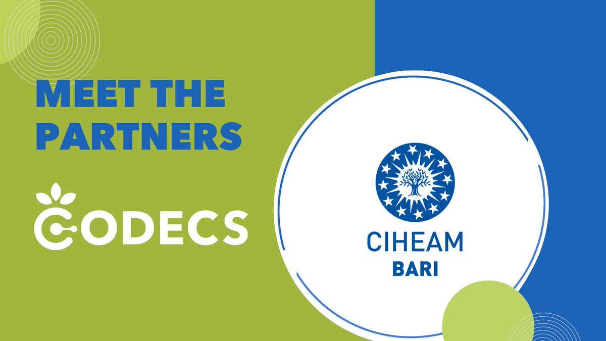 HORIZONCODECS's tweet photo. 📢 Introducing #CODECS partners! 📢 

@CIHEAMBari is the Center for post-graduate training, applied research and development cooperation, part of the intergovernmental organisation CIHEAM. 

Learn more about our partners 👉https://t.co/qlsJUGVMe2 

#CODECSproject #HorizonEU https://t.co/oFVOhBUuXs