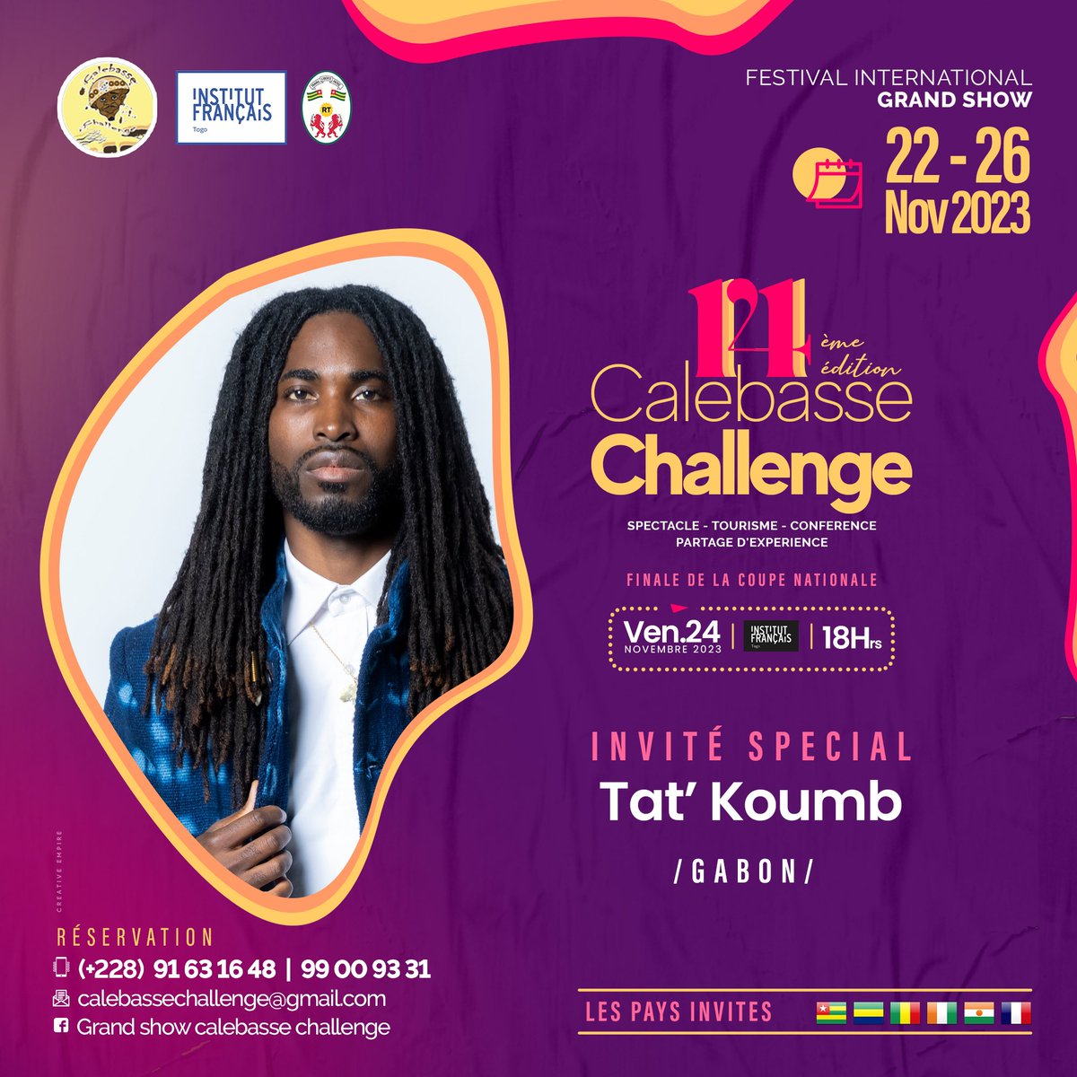 slamaction's tweet photo. 𝐈𝐍𝐕𝐈𝐓𝐀𝐓𝐈𝐎𝐍 𝐒𝐏𝐄́𝐂𝐈𝐀𝐋𝐄 🇹🇬

Le #Gabon 🇬🇦 sera représenté à la 14ème édition du Festival International Grand Show Calebasse Challenge, du 20 au 26 novembre prochain à #Lomé au #Togo.

Slam Action, 10 ans d’art au service de l’éducation. https://t.co/TGGUjlnJYV