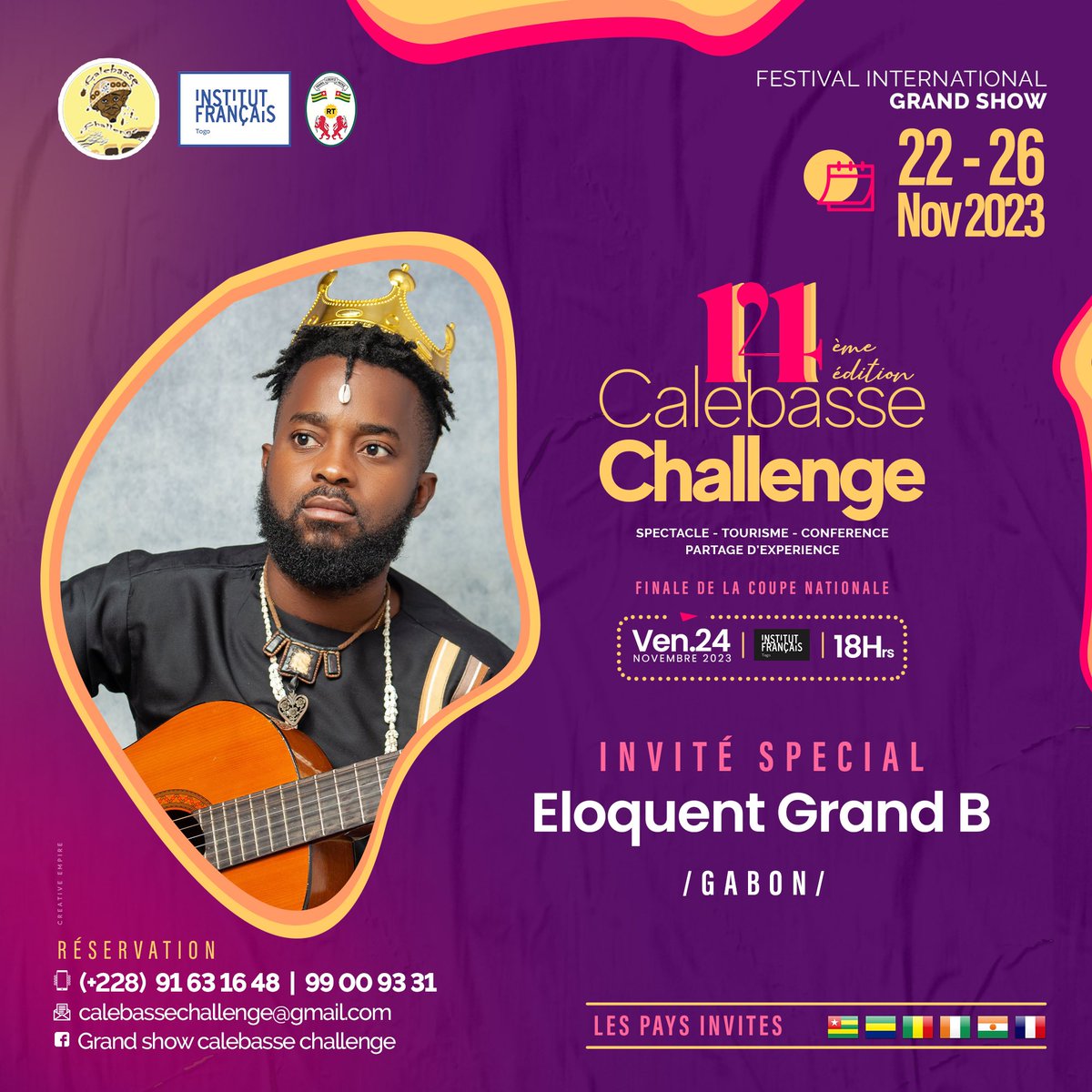 slamaction's tweet photo. 𝐈𝐍𝐕𝐈𝐓𝐀𝐓𝐈𝐎𝐍 𝐒𝐏𝐄́𝐂𝐈𝐀𝐋𝐄 🇹🇬

Le #Gabon 🇬🇦 sera représenté à la 14ème édition du Festival International Grand Show Calebasse Challenge, du 20 au 26 novembre prochain à #Lomé au #Togo.

Slam Action, 10 ans d’art au service de l’éducation. https://t.co/TGGUjlnJYV