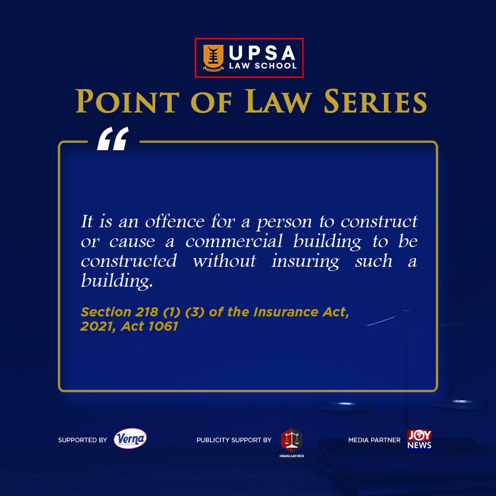 UPSALawSchool's tweet photo. Protecting your investment is not just smart, it's the law! 
Commercial buildings require insurance – don't leave it to chance.

#UPSA #UPSALawSchool #BusinessProtection #LegalRequirements
#commercialbuilding #insuranceact #lawsofghana #Integrity  #PointofLawSeries #POLS https://t.co/KFnvsRra1Q