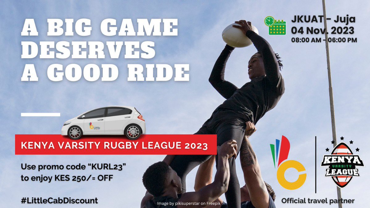 KenyaVarsity's tweet photo. Bench the high fares, and play with Little Cab! โฝ๐ Use code 'KURL23' to get KES 250 OFF your ride. Your victory lap just got more affordable. ๐๐ #LittleCabDiscount #MindFitiGameFiti https://t.co/rQPjPuWyA9