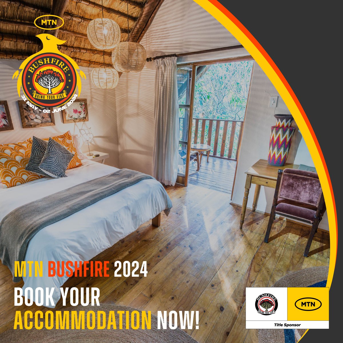 Need help finding comfortable and convenient accommodation for the MTN Bushfire festival weekend, 31st May – 2nd June 2024? 🤔 Secure your accommodation now via bush-fire.com/plan/! #BRINGYOURFIRE #MTNBUSHFIRE2024 #REIGNITETHEFIRE