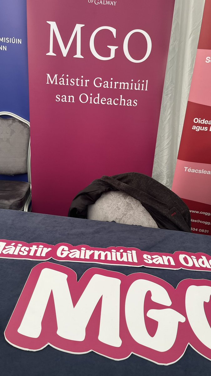 Tá muid ag Aonach an Oireachtais taobh le seastáin <a href="/CoggOid/">COGG Oideachas</a> 

Seas isteach agus labhair linn má tá suim agat sa dteagasc iarbhunscoile. 

#OnaS23 
#ClannMGO 
<a href="/uniofgalway/">Ollscoil na Gaillimhe | University of Galway</a>