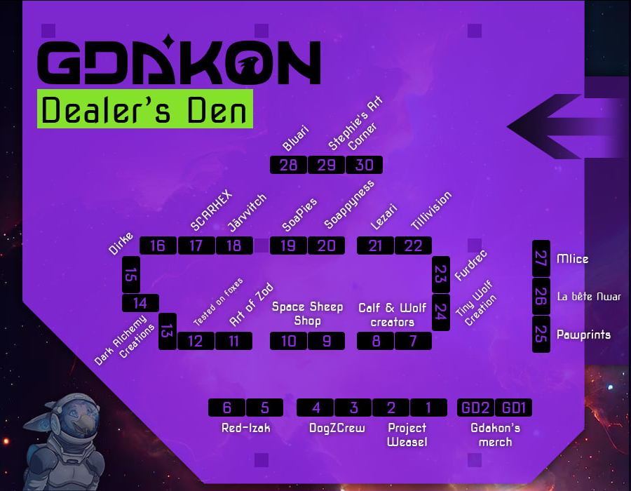 Our Dealer's Den setup is now complete, so you can see which artists and sellers will be available during Gdakon! 🛍

If you want to learn more about them, just click this link: 
👉 gdakon.org/DealersDen 👈