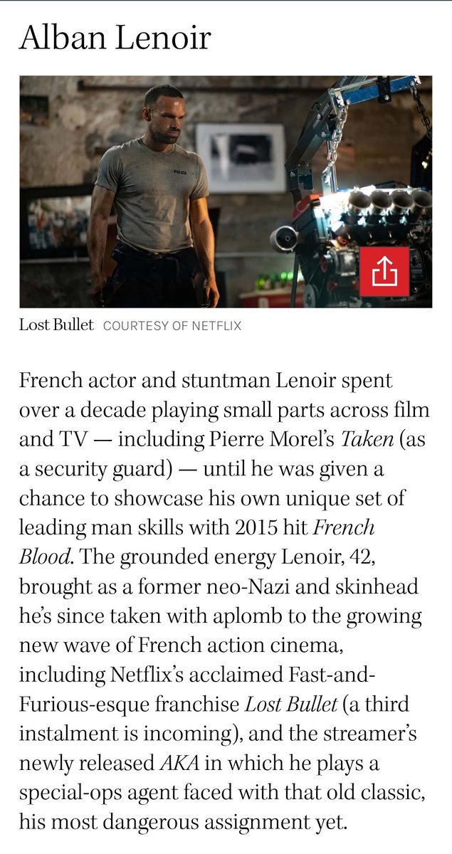 Alban Lenoir 'Next Action Hero' dans l'article du Hollywood Reporter sur les 25 successeurs des icônes d'action du cinéma 🎬