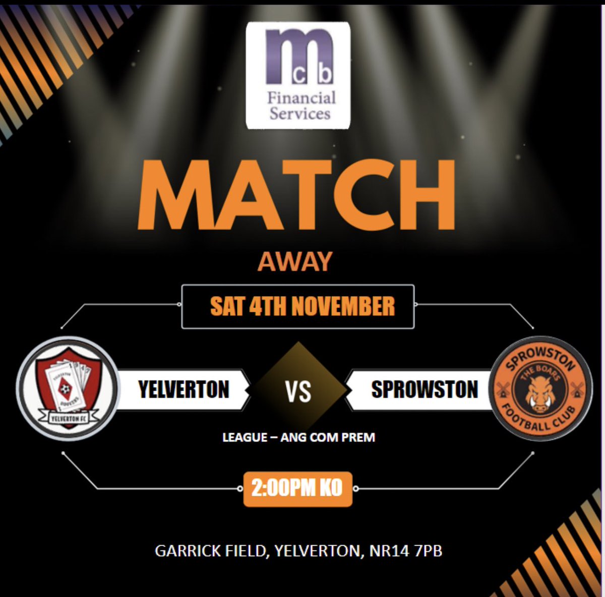 fcsprowston's tweet photo. 🟠⚫️ GAME NEWS ⚫️🟠
@yelvertonfc @AnglianCom @ServicesMcb https://t.co/zLaCSJB62A
