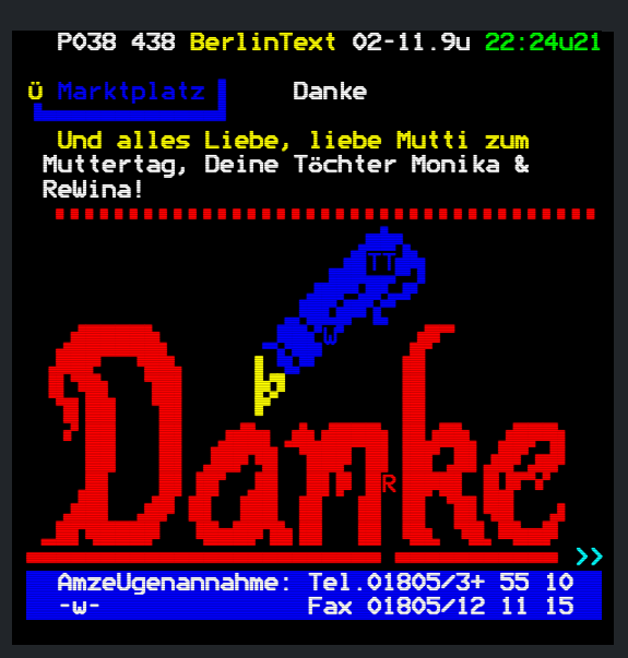 66_RP_ORIGINAL's tweet photo. 📺 #OTD #OnThisDay 
#Teletext #Teletextarchive #Teletextart #Pixel #Pixelart #Archiv #Retro #Vintage #90s #Television #Advertisements #Ad 

Marktplatz / Anzeigenannahme im Berlin-Text (B1 Fernsehen) am 2. November 1999

Seite 100 ff: https://t.co/oxOLIu5AxA
Uploader: itewreed https://t.co/X8rjHOXJdH
