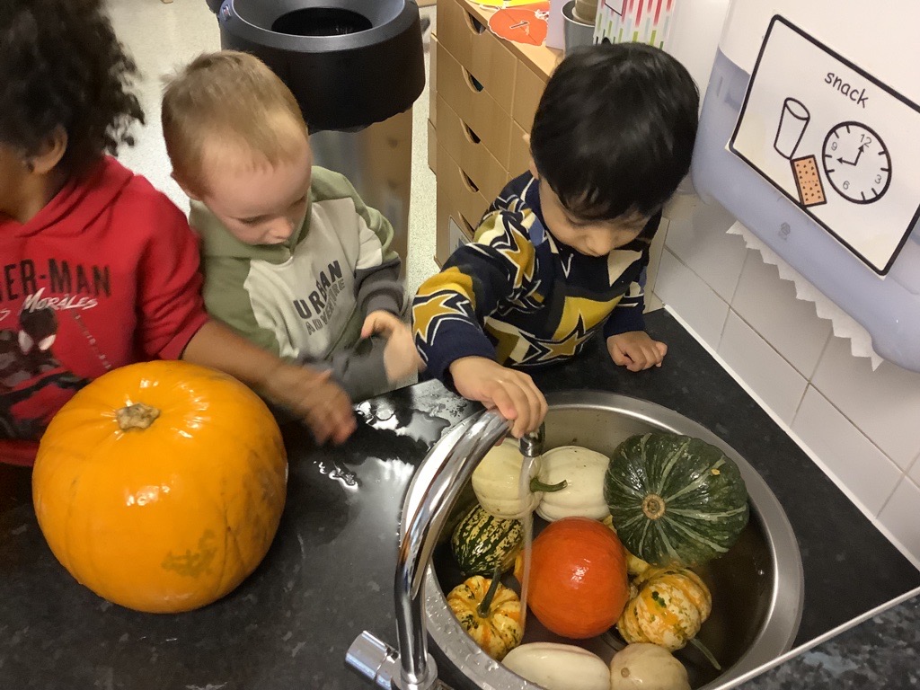 CViewNursery's tweet photo. We used our pumpkins🎃in lots of different ways. At the woodwork bench, as hand drums, to sort by size/colour/weight and we enjoyed washing them to make sure they were clean! 🎃#onlyatcanalview @CanalViewPSEdin @edin_ey https://t.co/lFwBeW8811