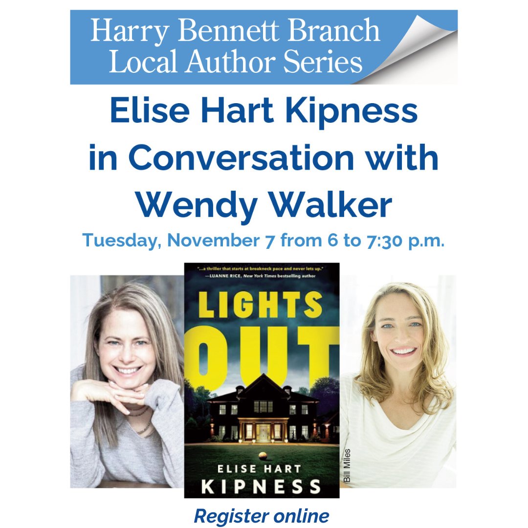 Our new Harry Bennett Branch author series continues next week with two talented authors @elisehkipness and @Wendy_Walker who call our community home. Register here: fergusonlibrary.org/event/harry-be…