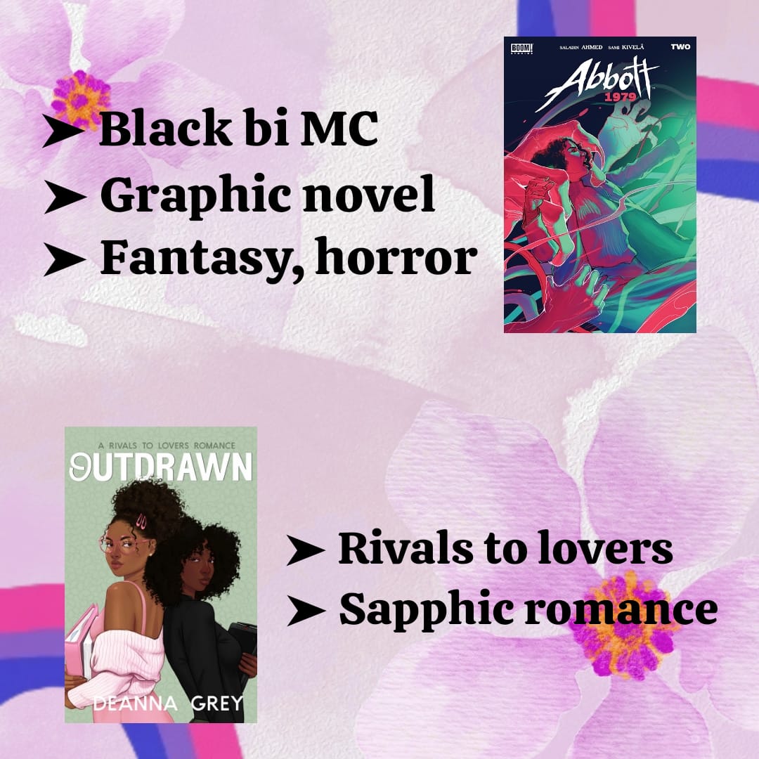 TheBiLibrary's tweet photo. Abbott: 1979 by Saladin Ahmed and Sami Kivela (Artist)

Outdrawn by Deanna Grey

Violet Moon by Mel E. Lemon @Mel_E_Lemon

Hummingbird: Part Two by Frances M. Thompson @FrancesMTAuthor 

(2/4) https://t.co/KVlgcbULkt