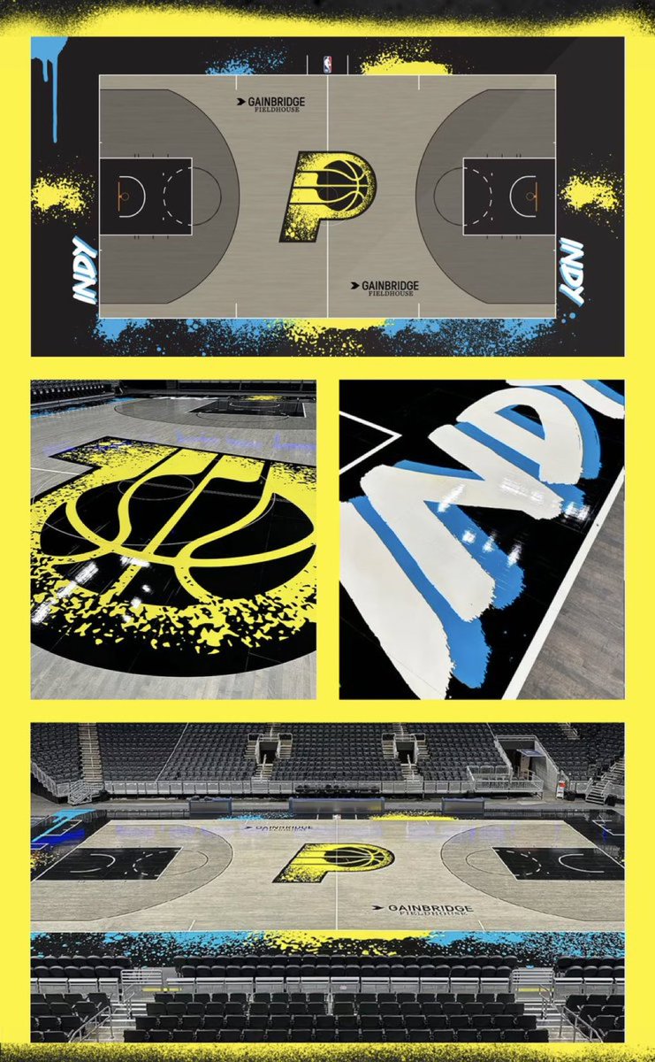 HoopersMedia's tweet photo. The #Pacers have announced a new alternate court to match their City Edition uniforms. What do you think? https://t.co/A7n5mSkHg0