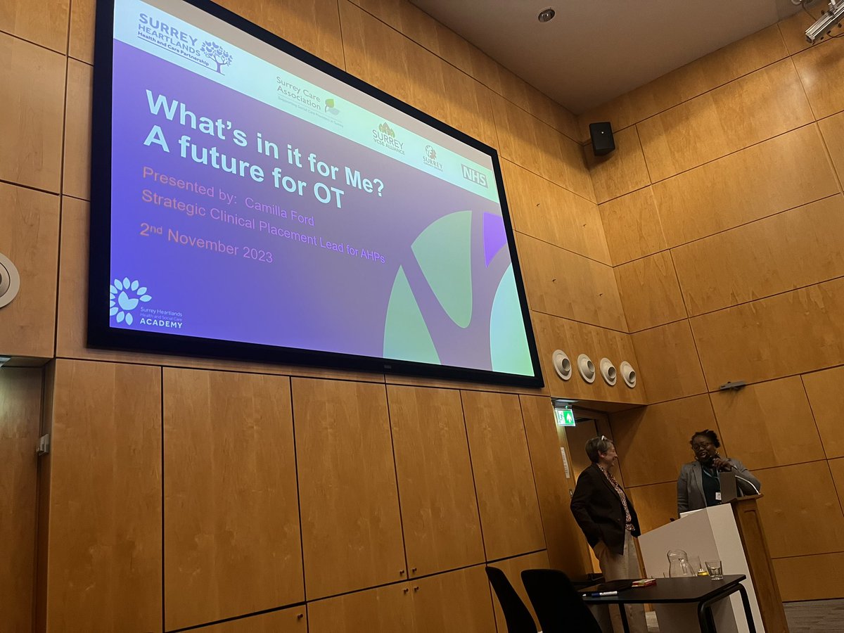 Listening to Camilla Ford AHP placement lead and OT talking about the future of OTs at Surrey Heartlands OT Conference 
#UnityintheOTCommunity #SurreyHeartlandsOTs