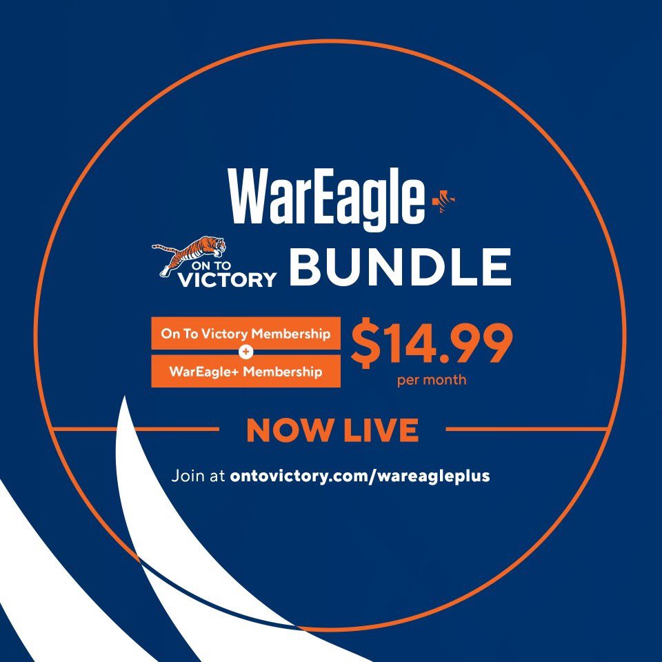 Register for the $14.99 On To Victory + <a href="/WarEaglePlus/">WarEagle+</a> bundle by 4 PM today to enjoy this week's debut of THE FLIGHT, Ep. 9 vs Mississippi State at 6 PM! 

Support Auburn student athletes and your favorite <a href="/AuburnTigers/">Auburn Tigers</a> teams!

Register now at OnToVictory.com/WarEaglePlus