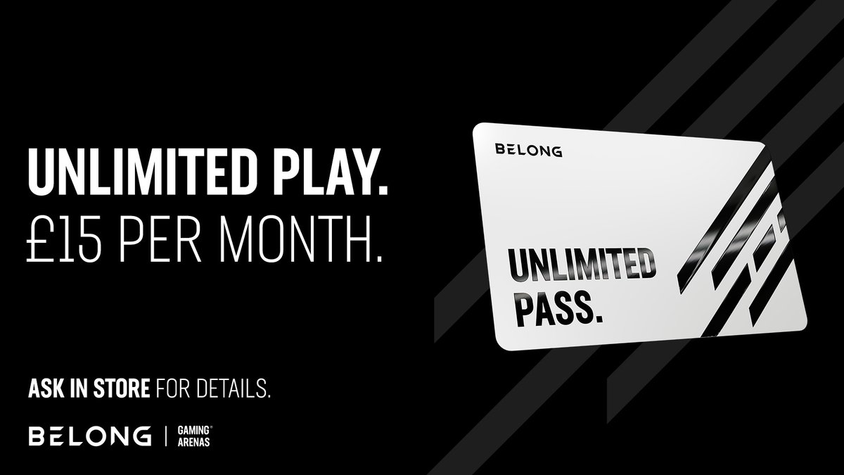 🎮 UNLIMITED play for the WHOLE of November! 📅

Purchase your Unlimited Pass for just £15 and play your favourite games all November!

Head to your local arena or visit 👉 bit.ly/3tidBu2