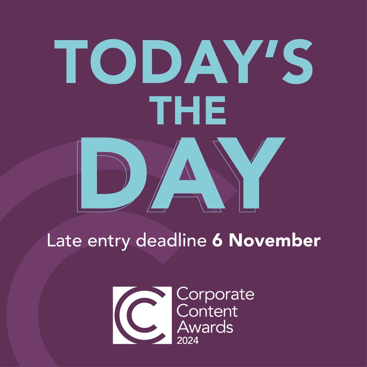 Today is the last day to get your entries in for the Corporate Content Awards!  

To enter the Corporate Content Awards, please click here. ➡️ bit.ly/3RD7wm0  

Have a question? 
Please contact Aaron at aaron.alderton@communicatemagazine.co.uk 

#CorporateContentAwards