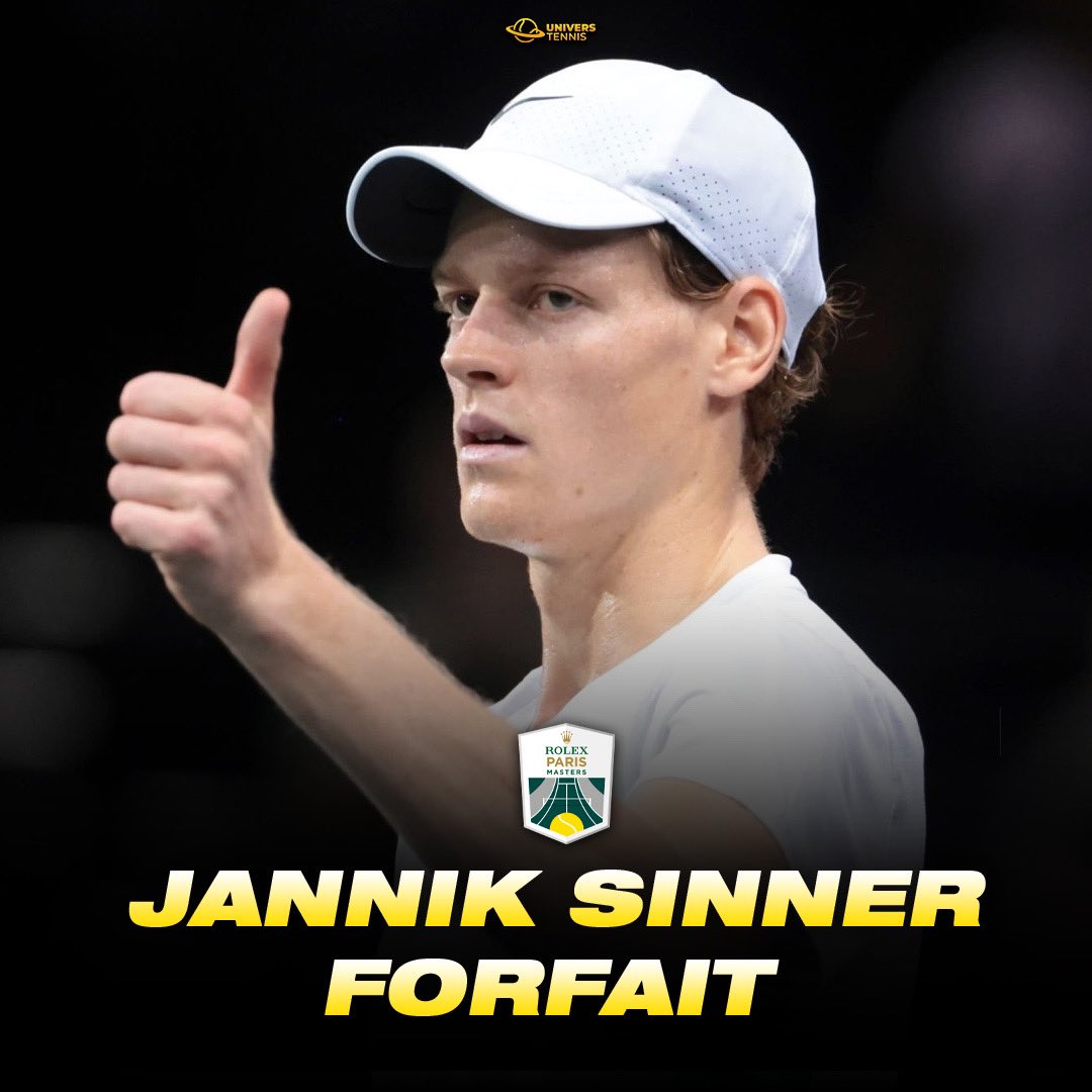 🚨 OFFICIEL ! Après un manque de récupération suite à son match terminé à 2h37 du matin, Jannik Sinner déclare 𝙁𝙊𝙍𝙁𝘼𝙄𝙏 pour son 1/8 de finale et la suite du #RolexParisMasters ❌🇮🇹

Situation triste pour le n°4 mondial…