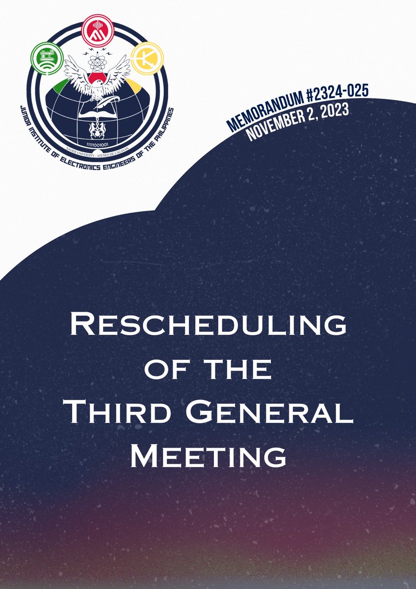 JIECEPXavier's tweet photo. [READ]

Memorandum 2324-025: Rescheduling of the Third General Meeting

JIECEP-XU Memoranda: https://t.co/oXgtiJpDL0 https://t.co/S4BR0LXB8v