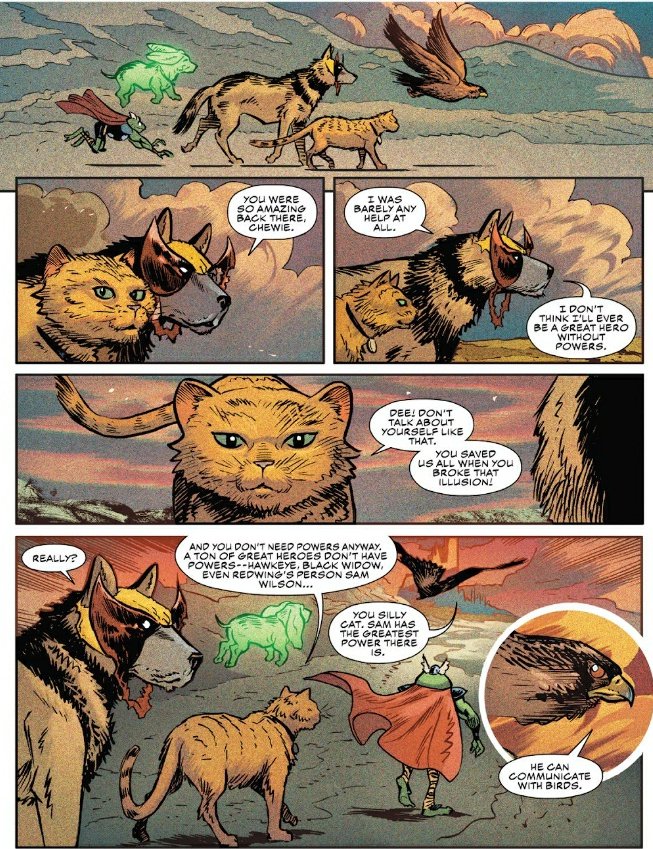 chelseajoydiaz's tweet photo. The relationship of D-Dog and Chewie are undeniable... I hope at the end of the series, some hero must adapt this cute-street-hero pl Batsy, Throg, Lucky, and Chewie forever!!bk6

#Flerken 
#MarvelUnleashed
#MarvelComics 

Please, Let CAROL DANVERS adapt D-dog please! 🙏🏼🙏🏼🙏🏼 https://t.co/9h1koOCY6n