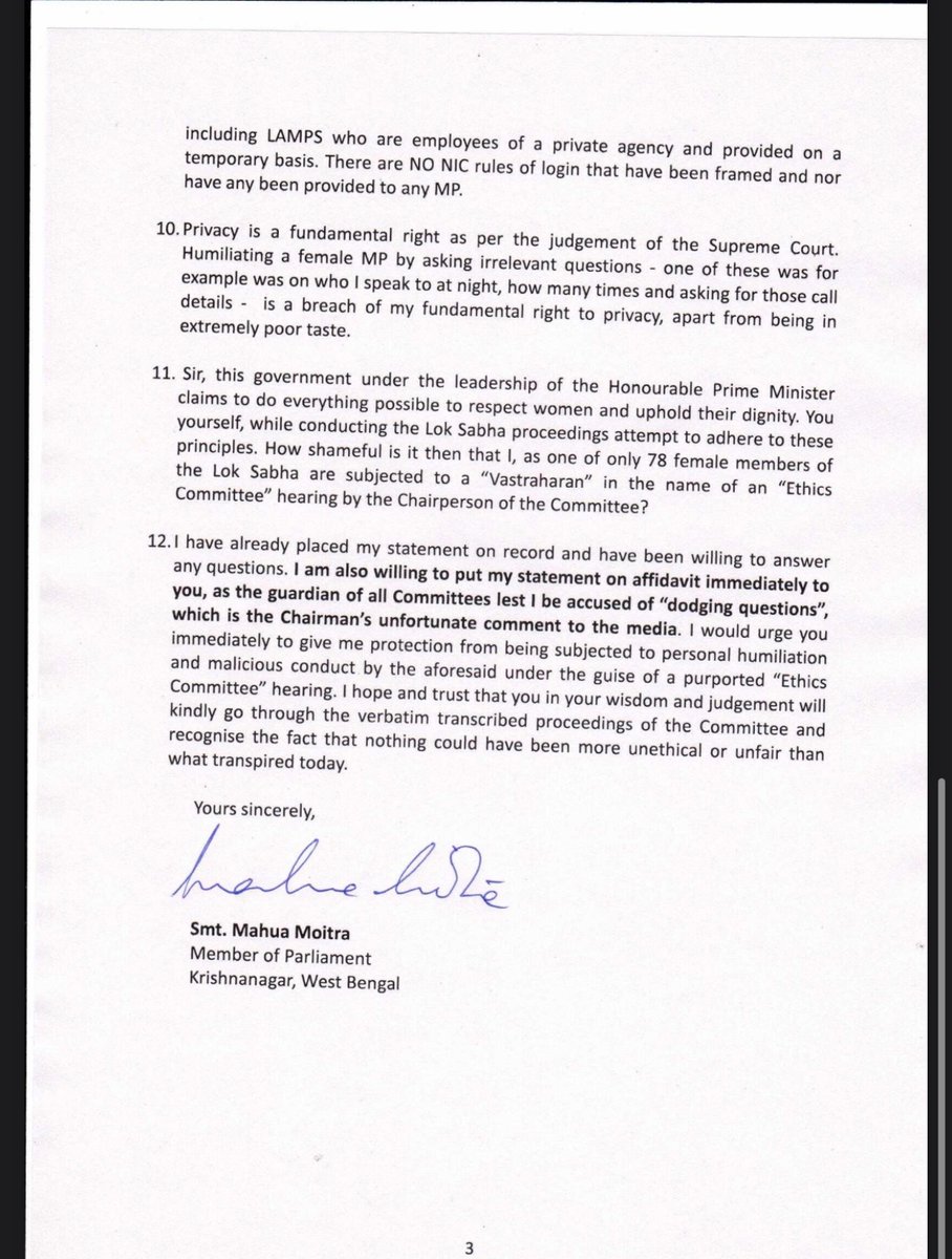 My letter emailed to the Honourable <a href="/loksabhaspeaker/">Lok Sabha Speaker</a>