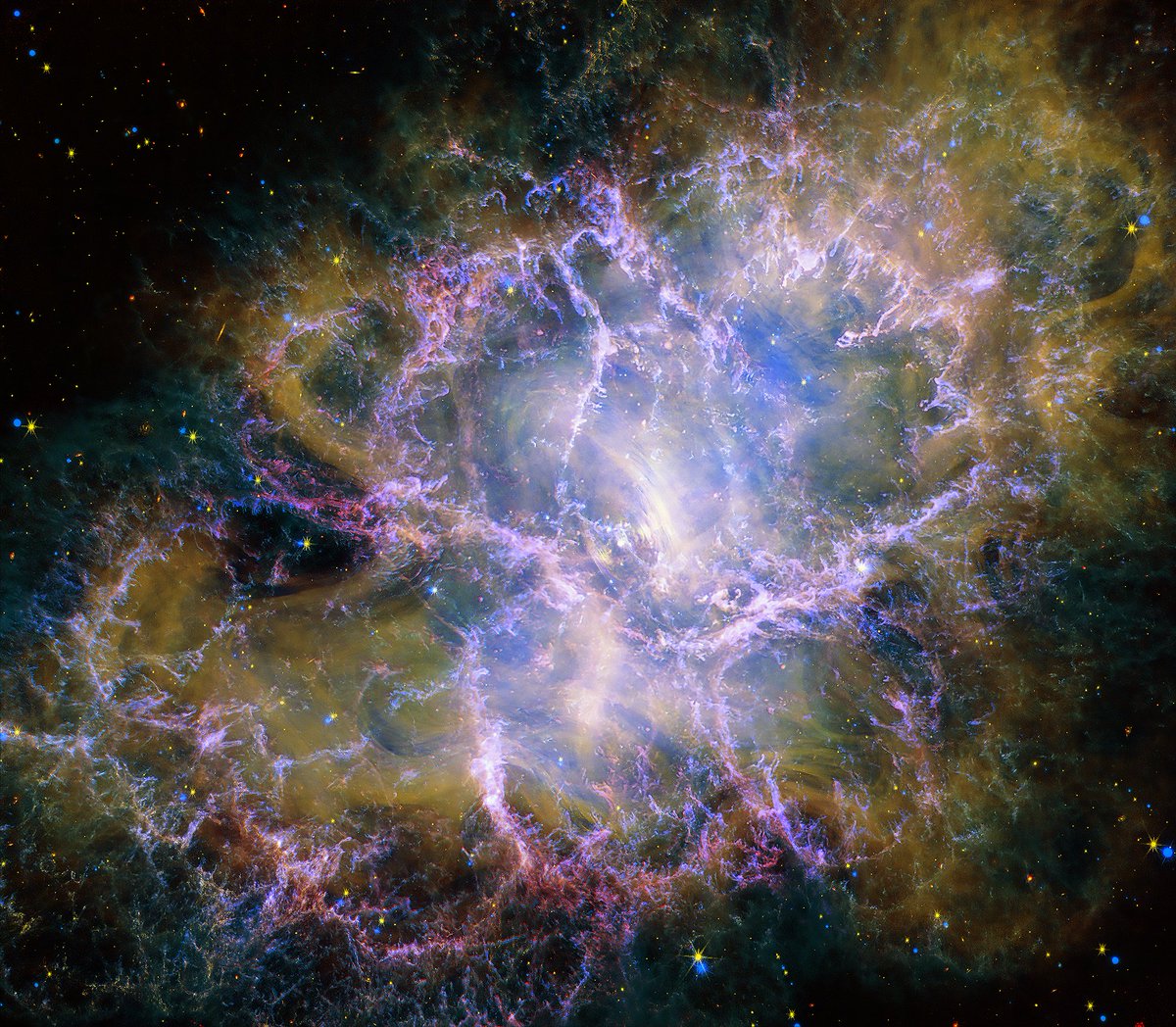 The Crab Nebula, combining JWST and HST (processing done by me)