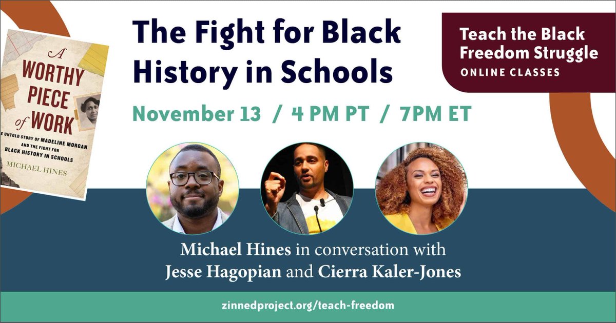 Beacon Press (@beaconpressbks) on Twitter photo Less than 2 weeks until <a href="/hines_historic/">Michael Hines</a> joins <a href="/JessedHagopian/">Jesse Hagopian</a> and <a href="/_cierrajade_/">Dr. Cierra Kaler-Jones, she/her</a> to talk about the fight for Black history in schools and his book A WORTHY PIECE OF WORK! Thereās still time to register! ā”ļø buff.ly/45xTtBs <a href="/ZinnEdProject/">Zinn Ed Project</a> Less than 2 weeks until <a href="/hines_historic/">Michael Hines</a> joins <a href="/JessedHagopian/">Jesse Hagopian</a> and <a href="/_cierrajade_/">Dr. Cierra Kaler-Jones, she/her</a> to talk about the fight for Black history in schools and his book A WORTHY PIECE OF WORK! Thereās still time to register! ā”ļø buff.ly/45xTtBs <a href="/ZinnEdProject/">Zinn Ed Project</a>