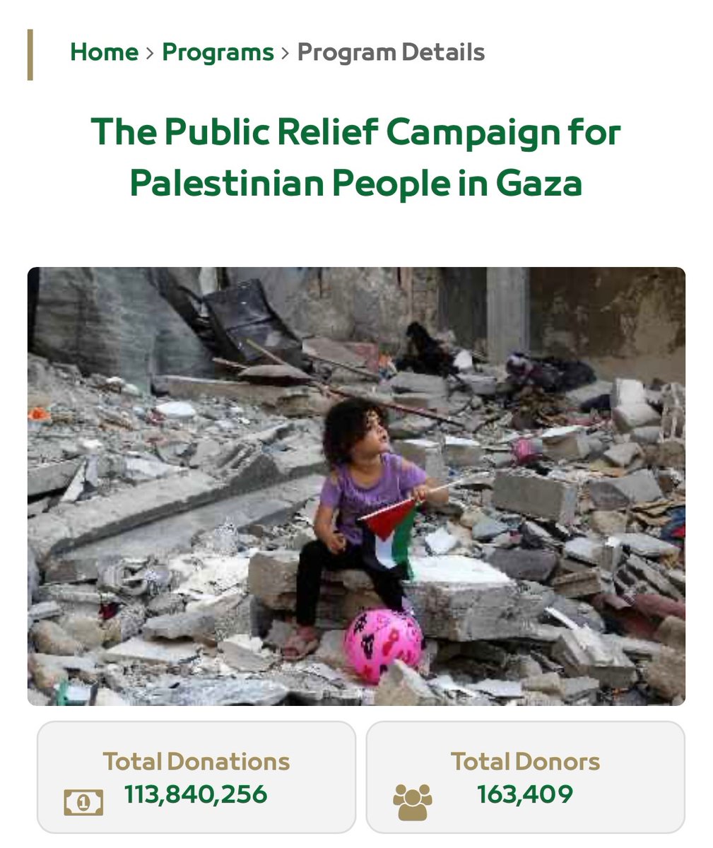 alekhbariyaEN's tweet photo. More than 110 million riyals were raised from over 160,000 donors in the first hours of the launch of #Sahem, the #Saudi national campaign to aid #Palestinians in #Gaza
For donations:
https://t.co/HWjMviLq26
#EKHNews_EN https://t.co/PyoScySc2Z
