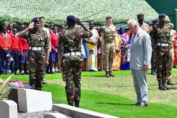 Daily_Express's tweet photo. "The King was emotional presenting the replacement medal to a certain individual when visiting the Kenyan soldiers. He even got to meet the world's oldest man during his visit." @RoyalReporter #RoyalRoundUp https://t.co/rj8bWMUqu2 https://t.co/X0d8s2tn2m