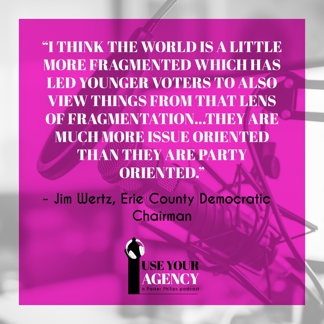 KatePhilipsCo's tweet photo. SATURDAY DROP: #UseYourAgency is diving into party politics and the importance of local elections. Do party politics advance the issues to get people to the polls? @ErieDems Chair @jim_wertz breaks it down and gives us a look into his #GOTV work. #ParkerPhilipsPod #MakeAnImpact https://t.co/z6WGnDVjpf