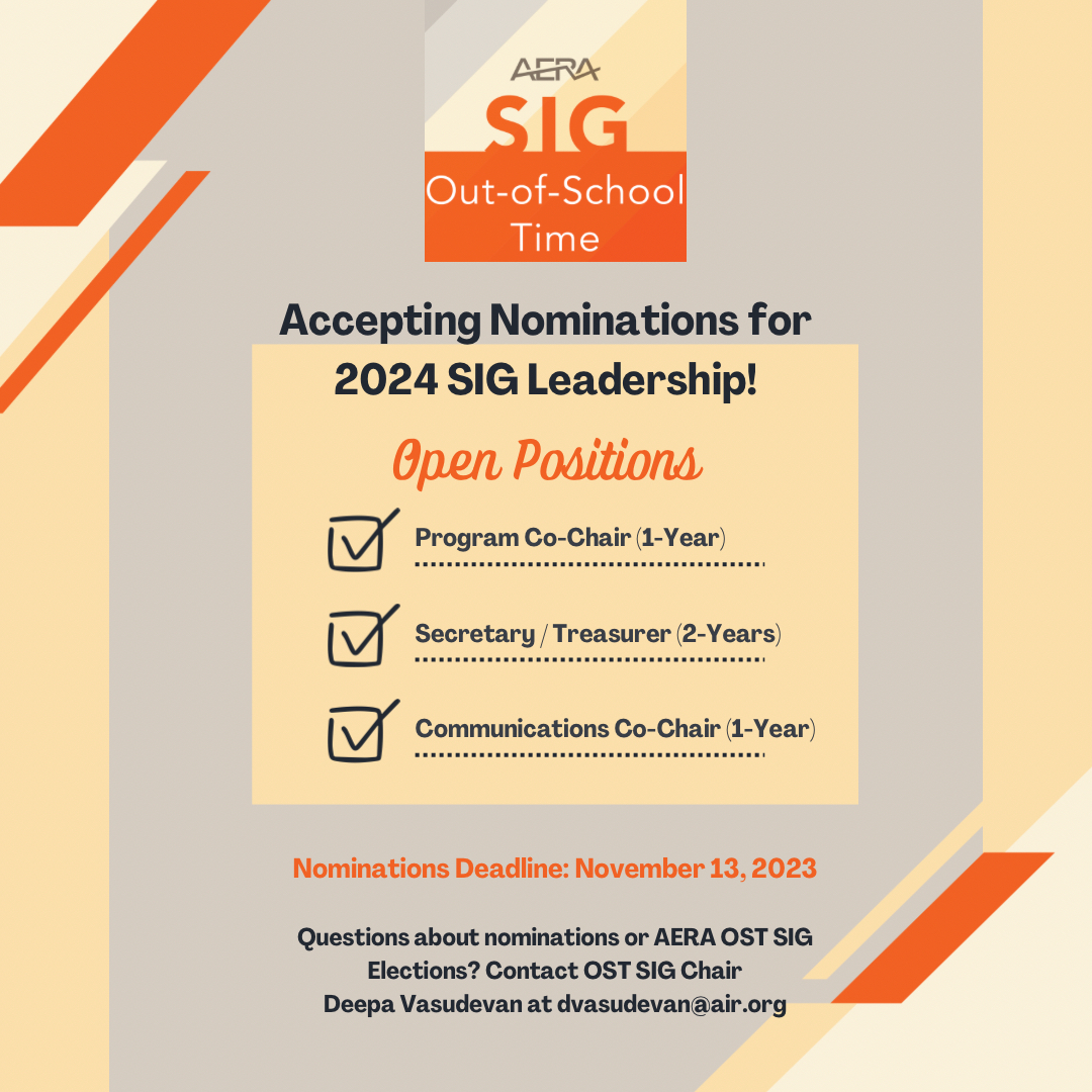 The OST-SIG needs you! Consider running or nominating members for open positions in leadership.