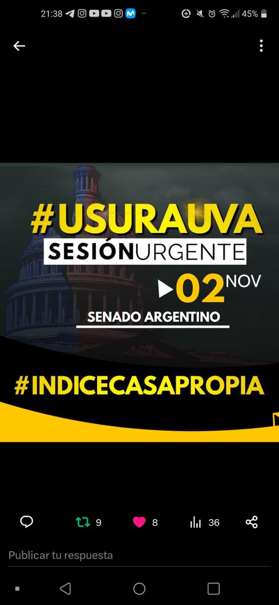 elphi38740118's tweet photo. Es imperioso que
@SenadoArgentina
sesione. De  forma URGENTE se debe poner fin a la #UsuraUVA y a la angustia de miles de familias #HipotecadosUVA . #SolucionUVA ya !!
@VZimmermannOK
@RicardoGuerraLR
@ditulliojuli
@anabelfsagasti
@EugeniaDureTDF
@CFKArgentina
@SergioMassa https://t.co/z6CWuMLaPb