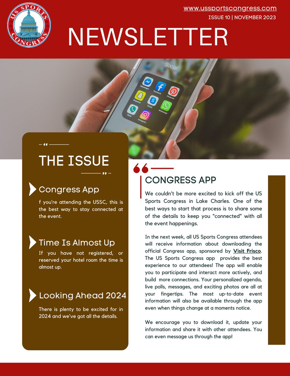 A very early newsletter with all you news you need to know about the USSC. With Rights Holder registrations at record levels - this is your last chance  to register!

ussportscongress.com/so/4fOjmwqO0?l…
