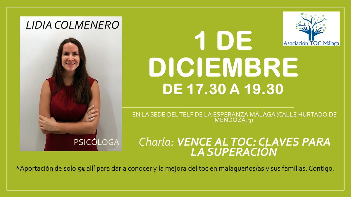 Taller sobre toc presencial en Málaga proximamente: asociaciontocmalaga.com/charla-presenc…