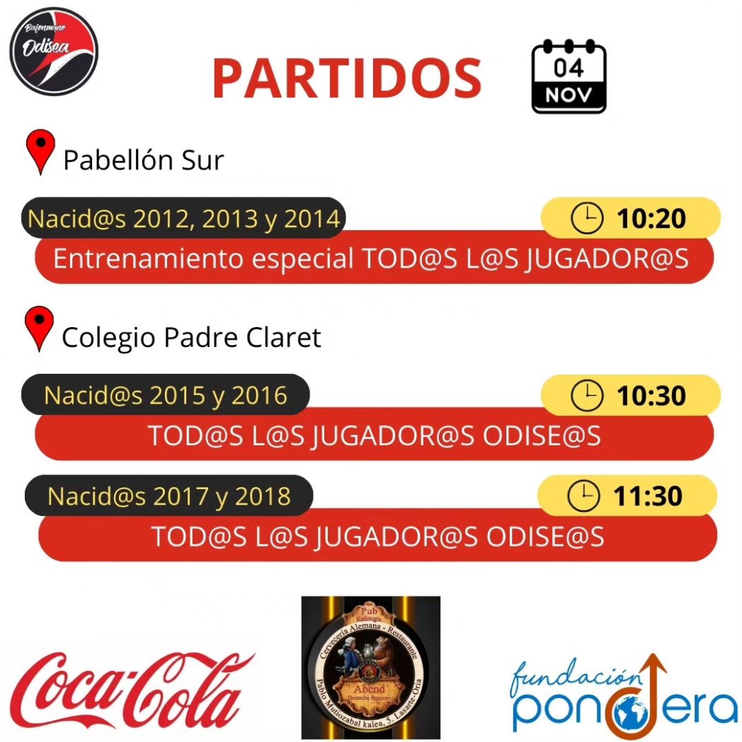odiseabm's tweet photo. Ya tenemos los horarios 🕰 de los partidos 🤾🏻‍♀🤾🏻‍♂ de este fin de semana.
¡¡A disfrutar, odiseos 🔴⚫ !! https://t.co/U3svNTLBQI