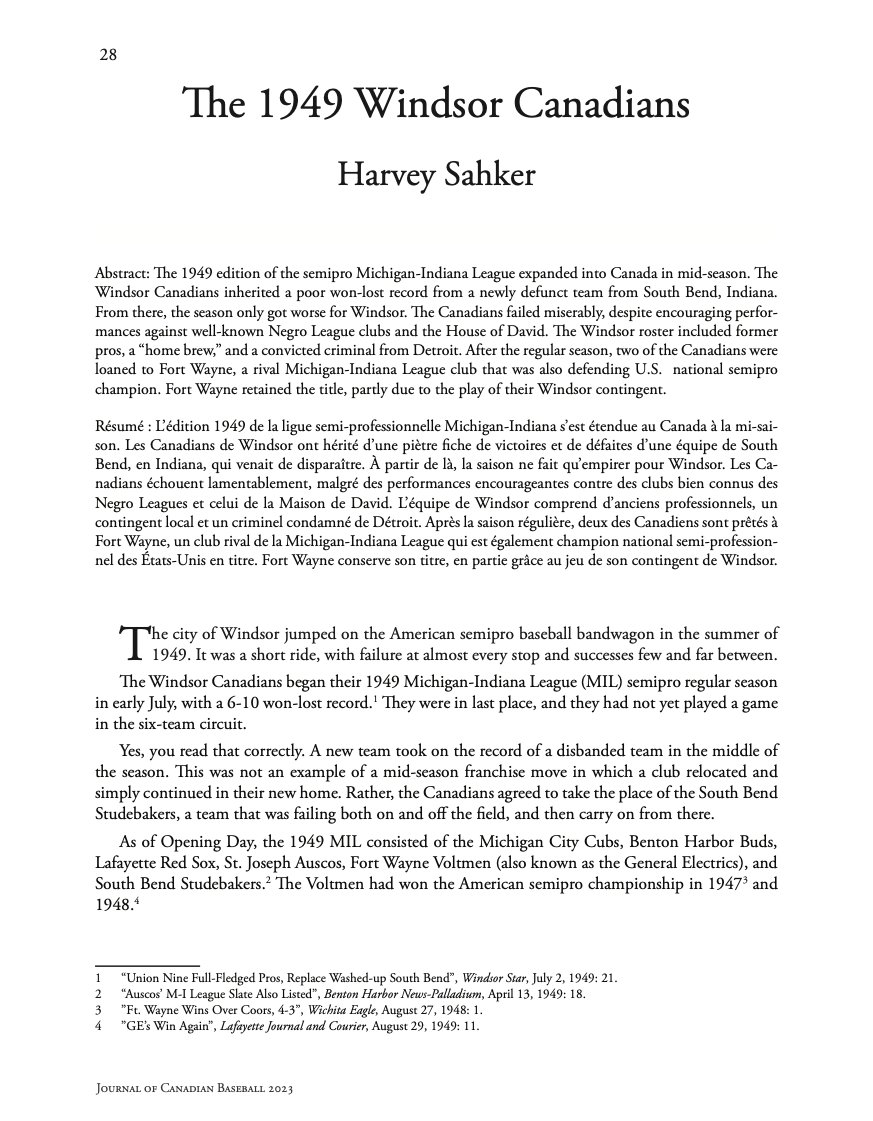 Harvey Sahker's new article "The 1949 Windsor Canadians," can be read here ojs.uwindsor.ca/index.php/jcb/…