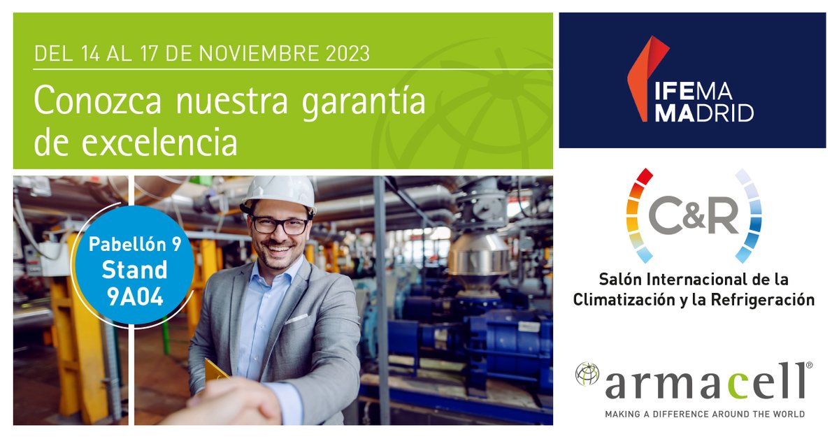 Converse con nosotros en el Stand 9A04, Pabellón 9 de #CLIMATIZACIÓNYREFRIGERACIÓN, del 14 al 17 de noviembre, y descubra cómo puede beneficiarse de una garantía ampliada única de hasta 10 años para los productos #ArmaFlex

Únase:   linkedin.com/events/armacel…