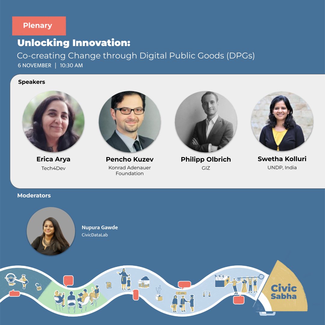 CivicDatalab's tweet photo. 🌟Introducing our first Plenary session.Take a deep dive into the global best practices in the use and deployment of #foss, people centric design and data-led innovations. 

Register now - https://t.co/yk7V9895sp  

#DigitalPublicGood #Design4Good #UserExperienceDesign https://t.co/MtEab0rHp9