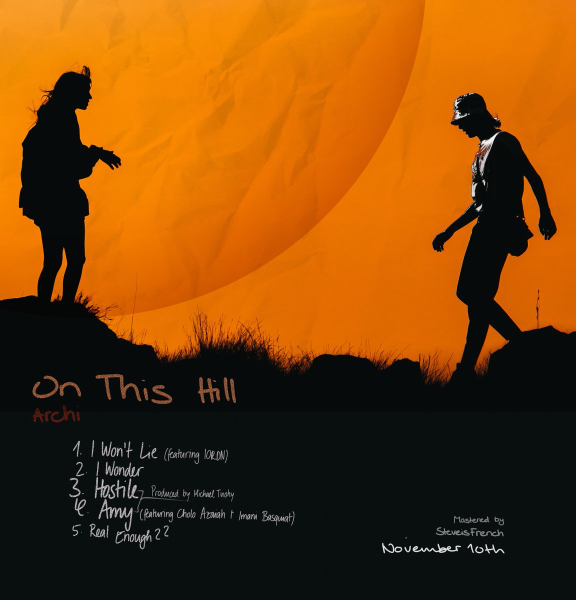 “On This Hill” an EP by Archi

We are a week away from my next EP, thanks to everyone who had an input on this one, it’s a really special one for me❤️

Available for Pre-Add now
linktr.ee/archidotcom