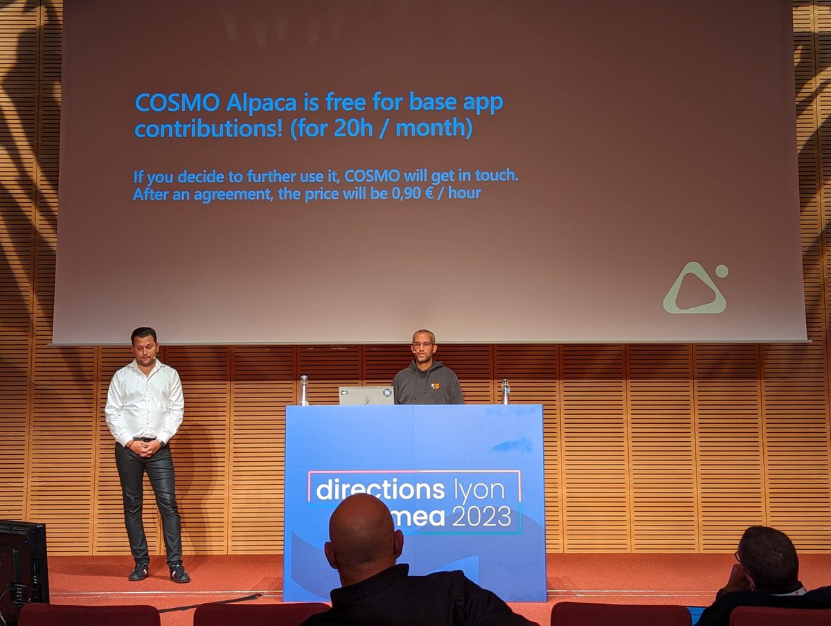 COSMOAlpaca's tweet photo. COSMO Alpaca ♥️ Open Source. We just announced at @DirectionsEMEA that #COSMOAlpaca will be free for base app contributions for up to 20 h/month!
You can find the documentation and a demo here: https://t.co/3Jdhdbyivb
#cosmoconsult https://t.co/BheS3WVffh