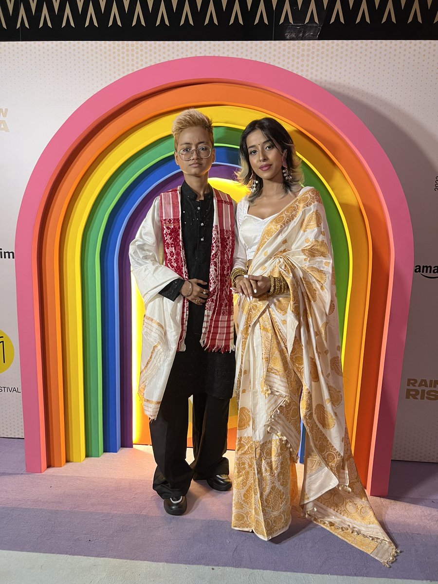 PrimeVideoIN's tweet photo. the cast of #RainbowRishtaOnPrime bringing all that 🌈magic🌈 tonight!

#SadamHanjabam #Daniella #AneezSaikia #Sanam https://t.co/5rwYUXU7pw