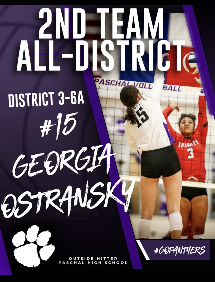 🏐CONGRATS @georgiaost_27 on being selected to 2nd Team All-District!! 🐾

#PVB @PaschalFWISD @NRGVBC @FWISDAthletics @CoachAtlas1 @GMsportsmedia1 #txhsvb