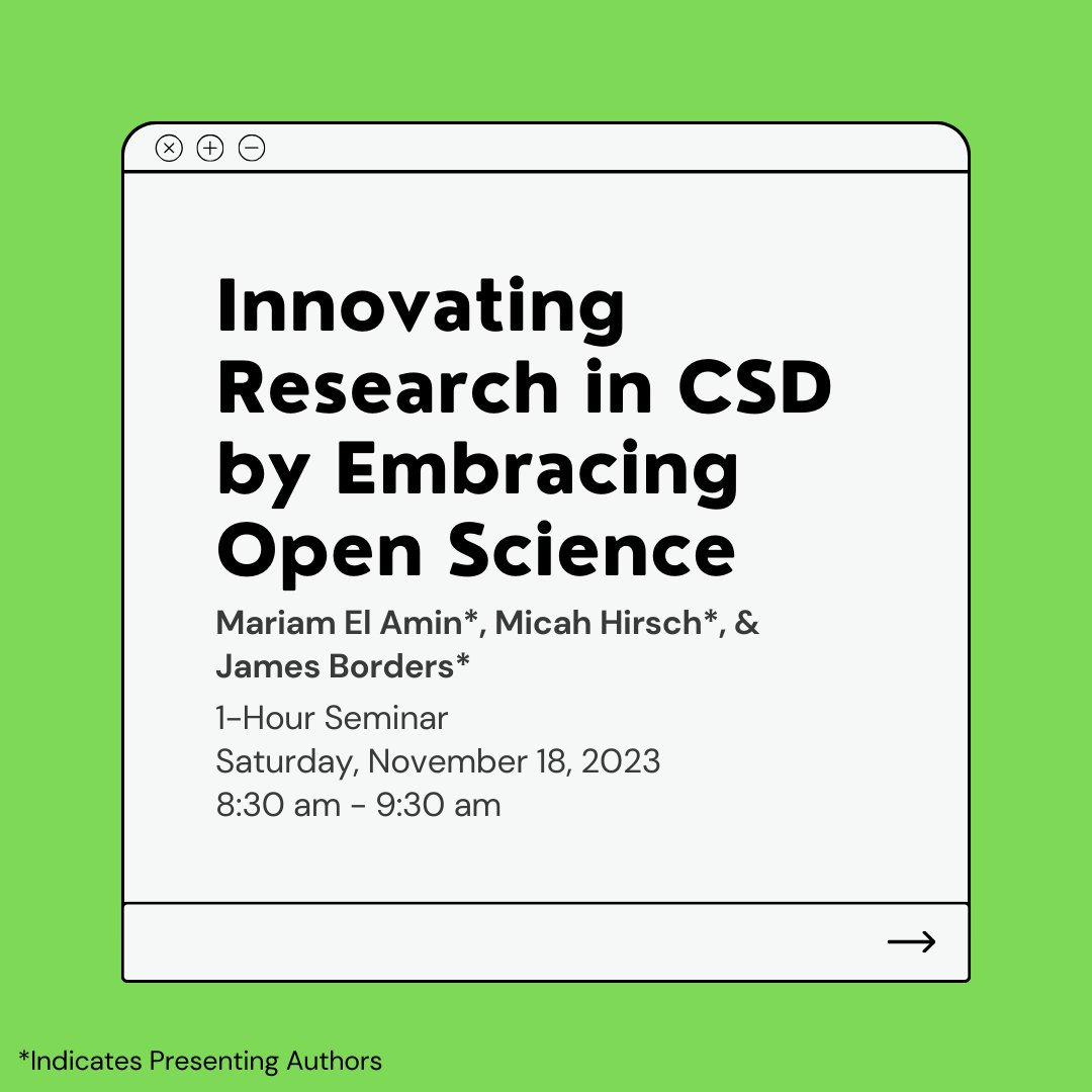 Micah Hirsch, Ph.D. (@micahehirsch) on Twitter photo I am also presenting two other talks about open science practices with some of my fellow collaborators with <a href="/CSDisseminate/">CSDisseminate</a> and <a href="/OpenCSD/">OpenCSD</a>! One is an introductory seminar about open science practices (presented with <a href="/MariamElAmin1/">Mariam El Amin, Ph.D. | مريم</a> and <a href="/jamescborders/">James Borders</a>) 2/6 I am also presenting two other talks about open science practices with some of my fellow collaborators with <a href="/CSDisseminate/">CSDisseminate</a> and <a href="/OpenCSD/">OpenCSD</a>! One is an introductory seminar about open science practices (presented with <a href="/MariamElAmin1/">Mariam El Amin, Ph.D. | مريم</a> and <a href="/jamescborders/">James Borders</a>) 2/6