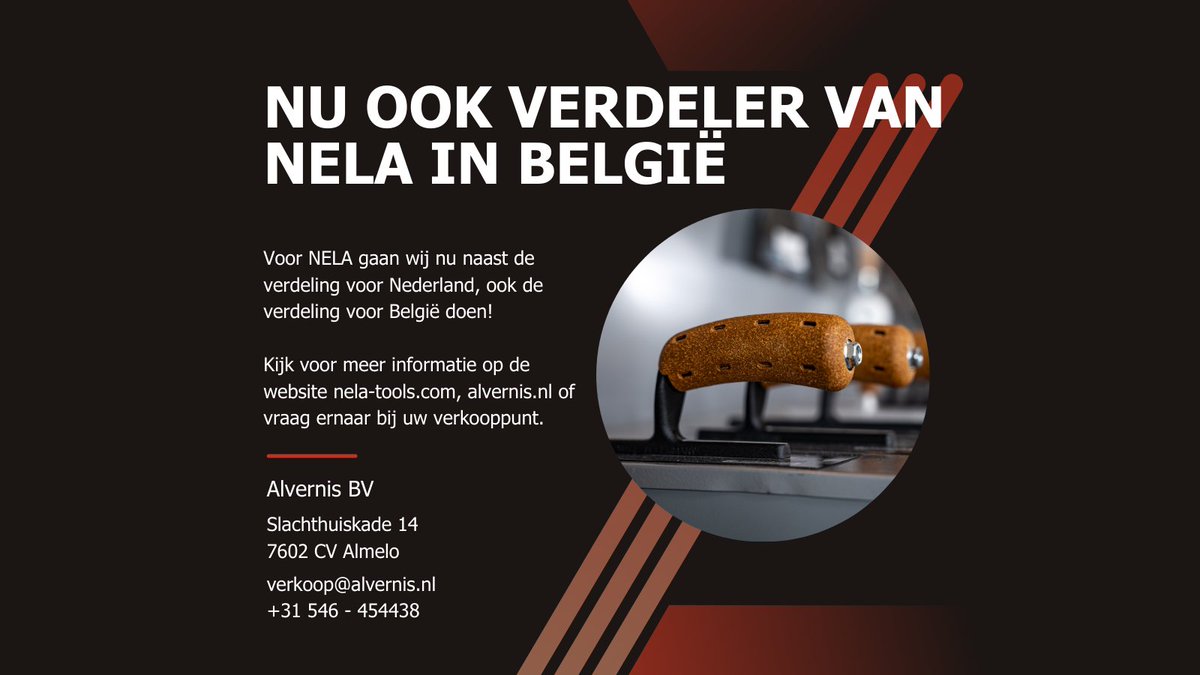 Voor NELA gaan wij nu naast de verdeling voor Nederland, ook de verdeling voor België doen!

Kijk voor meer informatie op de website nela-tools.com, alvernis.nl of vraag ernaar bij uw verkooppunt.
