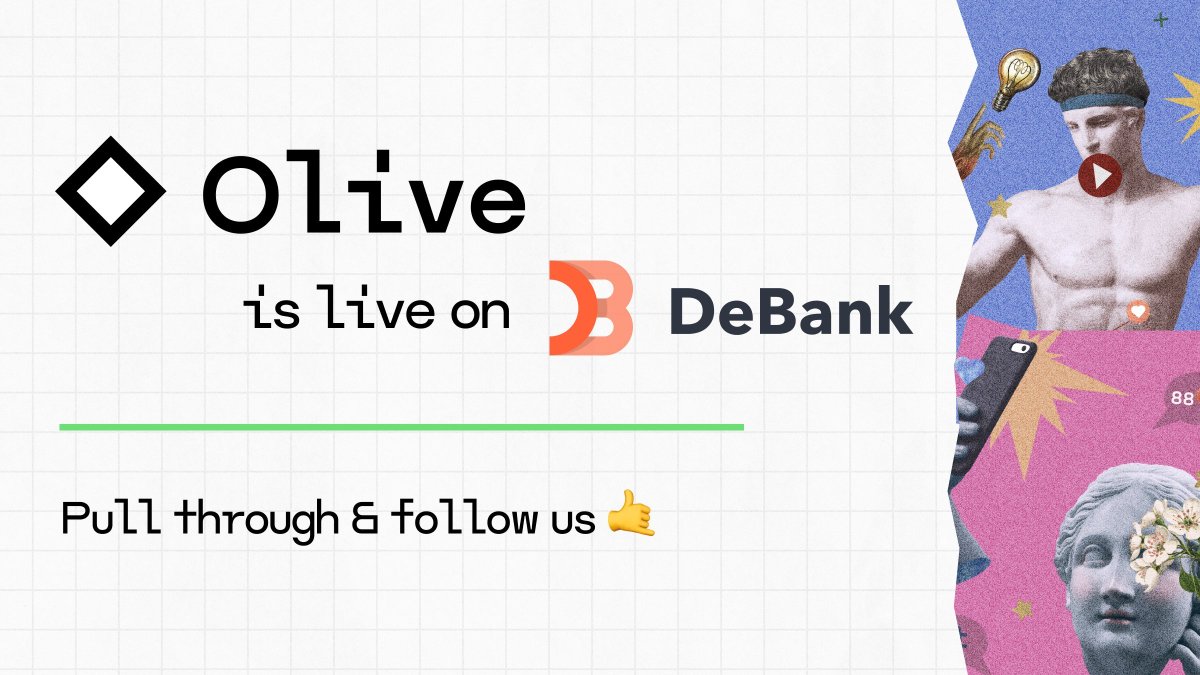 0x99Gohan's tweet photo. GM #X folks!! Wishing you all have an amazing day!!

Starting of the day with strong updates from @0xOlive. 

Let's roll!!

1⃣Olive on DeBank 

I'm thrilled to announce that Olive is now making waves on @DeBankDeFi! 🚀 

✅Make sure to hit that follow button to stay in the loop with all the latest DeFi moves. 

✅And get ready for some exclusive contests that are coming your way! 🏆

Official Olive profile on DeBank: https://t.co/NmWoBcP7ir

2⃣Olive Spacecast

Introducing "Olive Spacecast" 🎙️ - a brand new Podcast/Twitter Spaces series that's set to ignite your DeFi curiosity! 

Joining for engaging conversations with:

✅DeFi pioneers as they dive deep into topics like trust, decentralization, yield farming, and safety! 🛡️

✅And inaugural episode, they've got an incredible chat lined up with none other than @RevokeCash! 

=> Trust me, you won't want to miss it! 

🌐Secure your spot now: https://t.co/GIN27LFSYd

Stay tuned for a treasure trove of inspiration and insights from Olive! 🔥 

Gohan Out!