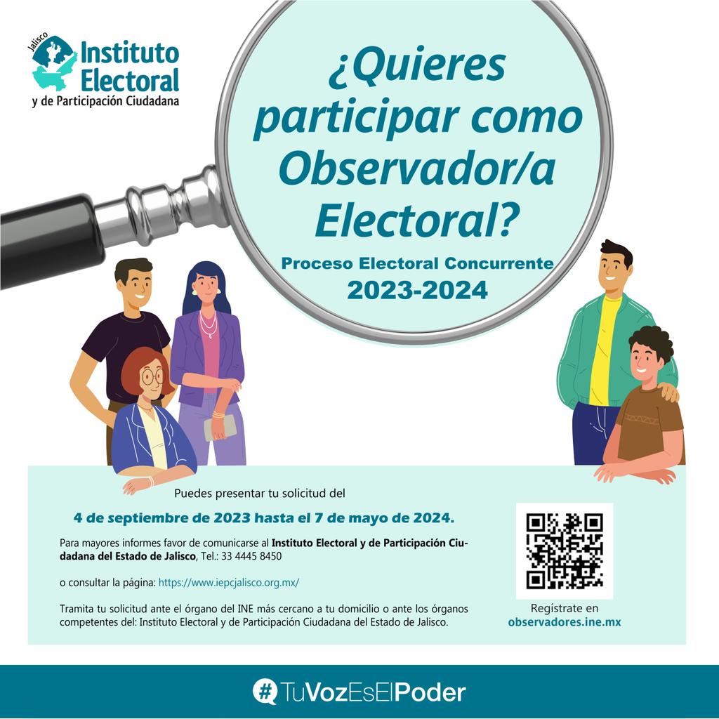 iepcjalisco's tweet photo. 🤔 ¿Sabías que puedes llevar a cabo la observación electoral 🔍 en cualquier entidad donde se celebre el Proceso Electoral, sin importar el lugar de tu residencia?

Regístrate como Observador/a Electoral, ¡tienes hasta el 7 de mayo de 2024! 📆

🔎 https://t.co/bgHlnDC0M4 https://t.co/kaBqdnRCXT